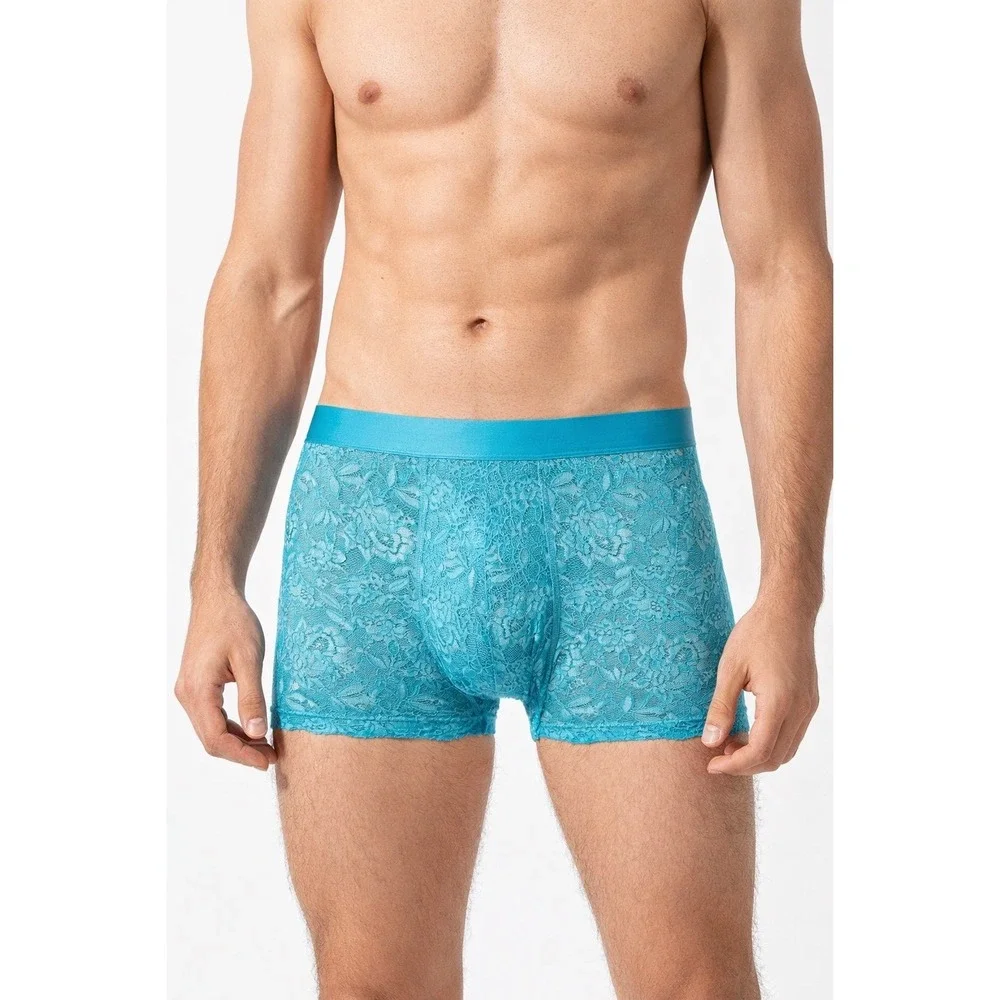 Cosabella Never Say Never Lace Trunk‎ Shorts Blue size L NWT